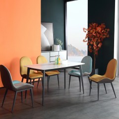 千匠一品意式极简风格稳固碳素钢脚优质布艺餐椅CY809-M