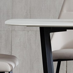 千匠一品意式极简风格优质岩板+碳素钢脚餐桌CT812-J