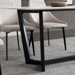 千匠一品意式极简风格优质岩板+碳素钢脚餐桌CT812-J