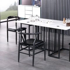 千匠一品意式极简风格优质环保皮+碳素钢脚餐椅CT9001#-J