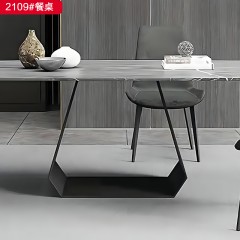 千匠一品 意式风格岩板+底板+碳素钢框架餐桌-2109#-S