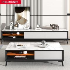 千匠一品 现代风格板木+岩板+碳素钢脚电视柜-2102#-S