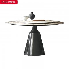 千匠一品 现代风格不锈钢镀黑钛框架脚+岩板+托板餐桌-2131#-S