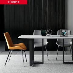 千匠一品 现代风格岩板+底板+碳素钢框架餐桌-CT801#-S