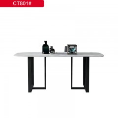 千匠一品 现代风格岩板+底板+碳素钢框架餐桌-CT801#-S