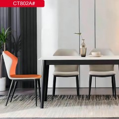 千匠一品 现代风格岩板+底板+实木框架脚餐桌-CT802A 餐椅CY812-S