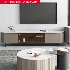 千匠一品  现代风格板木+岩板+碳素钢2m电视柜-2202#-X