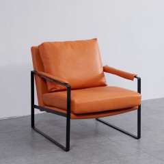 【精品】千匠一品轻奢意式极简风格五金碳素钢架接触面西皮/真皮休闲椅YS3-K013-X