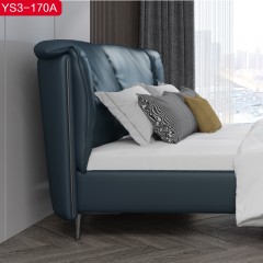 △【精品】千匠一品意式极简优质头层真皮+仿皮+海绵+羽绒+公仔棉黑砂五金脚1.5 1.8m床YS3-170A-H
