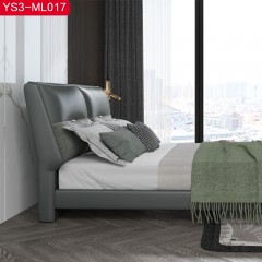 △【精品】千匠一品意式极简头层真皮+仿皮+高密度海绵+松木内架+密度板1.5 1.8m床YS3-ML017-H