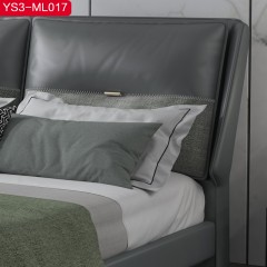 △【精品】千匠一品意式极简头层真皮+仿皮+高密度海绵+松木内架+密度板1.5 1.8m床YS3-ML017-H