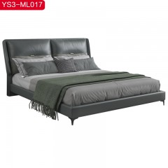 △【精品】千匠一品意式极简头层真皮+仿皮+高密度海绵+松木内架+密度板1.5 1.8m床YS3-ML017-H