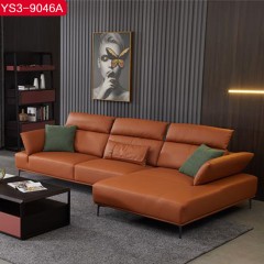 △【精品】千匠一品意式极简头层真皮+仿皮+高密度海绵+羽绒+公仔棉实木内框架沙发YS3-9046A-H