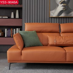 △【精品】千匠一品意式极简头层真皮+仿皮+高密度海绵+羽绒+公仔棉实木内框架沙发YS3-9046A-H