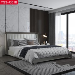△【精品】千匠一品意式极简头层牛皮+仿皮+高密度海绵+实木条+五金排骨架1.5 1.8m床YS3-C018-H