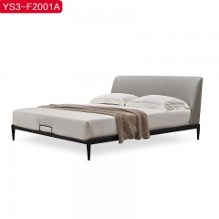 △【精品】千匠一品意式极简头层牛皮+仿皮+高密度海绵+加厚实木床板条1.8m床YS3-F2001A-H