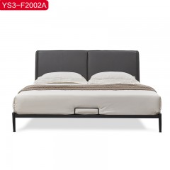 △【精品】千匠一品意式极简头层牛皮+仿皮+高密度海绵+加厚实木床板条1.8m床YS3-F2002A-H
