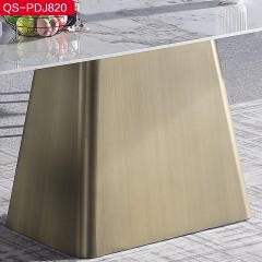 △【精品】千匠一品意式轻奢优质亮光岩板+不锈钢黄古铜拉丝1.4 1.6 1.8m餐桌QS-PDJ820-H