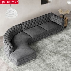 △【精品】千匠一品意式轻奢高档绒布+高密度海绵实木框架沙发QS-XC2177-H