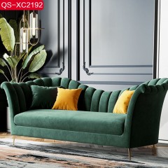 △【精品】千匠一品意式轻奢高档绒布+高密度海绵实木框架沙发QS-XC2192-H