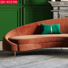 △【精品】千匠一品意式轻奢高档绒布+高密度海绵实木框架沙发QS-XC2195-H