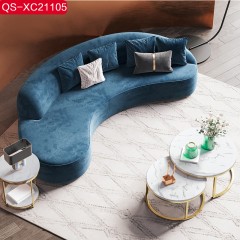 △【精品】千匠一品意式轻奢高档绒布+高密度海绵实木框架沙发QS-XC21105-H