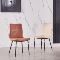 千匠一品 现代风格碳素钢黑砂框架优质仿刮皮餐椅OY-656-X