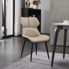 千匠一品 意式风格碳素钢黑砂框架优质西皮餐椅OY-635-X