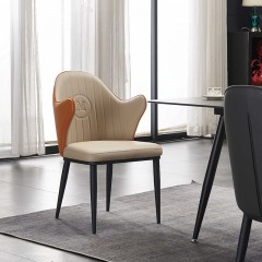 千匠一品 意式风格碳素钢黑砂框架优质西皮餐椅OY-655-X