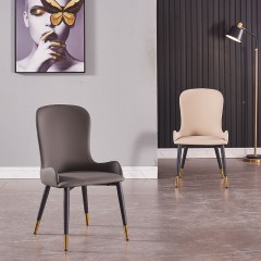 千匠一品 意式风格碳素钢黑砂框架优质防刮皮餐椅OY-681-X
