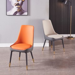 千匠一品意式风格碳素钢黑砂框架优质防刮皮餐椅OY-682-X