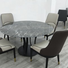 千匠一品 意式轻奢风格碳素钢黑砂框架优质铝饼岩板桌面餐桌1.4/1.6/1.8M肯尼佩拉餐桌OY-9050-X