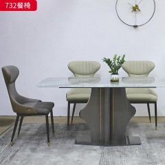 千匠一品 现代风格 西皮+高密度海绵+碳素钢 时尚大气餐桌OY-1832/餐椅 732-X