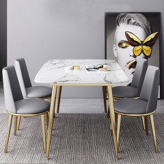 △【精品】千匠一品轻奢意式极简人造大理石+不锈钢框架1.4m 1.6m餐台118-M