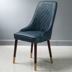 千匠一品 现代极简PVC皮艺+橡木脚框架餐椅BY136-M