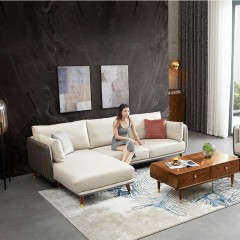 千匠一品 北欧风格优质桉木内框真皮靠背沙发组合MG-C22B沙发-J