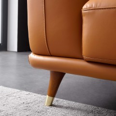 千匠一品 北欧风格进口真皮羽绒+桉木内框三位沙发MG-07A-J