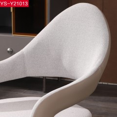 △千匠一品意式极简优质亚麻面料+背面西皮+碳钢底架餐椅 YS-Y21013-J