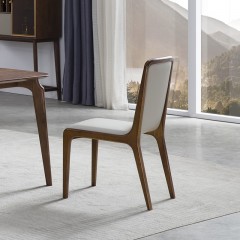 千匠一品 意式极简白蜡木+超纤皮餐椅M7203-C
