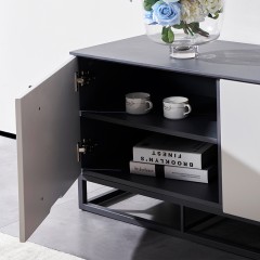 【精品】千匠一品轻奢意式极简优质E1环保板+粗砂深灰五金框架电视柜258-M