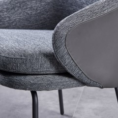 【精品】千匠一品轻奢意式极简优质铁砂脚+高密度海棉+棉麻布+西皮椅子261-M