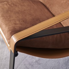 【精品】千匠一品轻奢意式极简优质科技布+马鞍皮休闲椅A28-J
