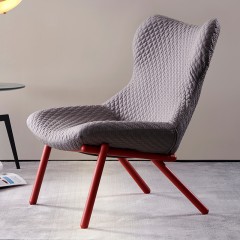 【精品】千匠一品轻奢意式极简优质棉麻布+高密度海绵+碳素钢脚休闲椅B3053-M