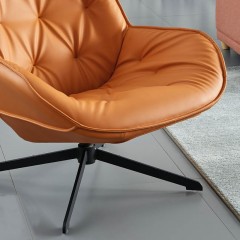 千匠一品现代意式极简精选优质西皮+高密度海绵软包+钢架黑色喷涂脚休闲椅H-5239-J