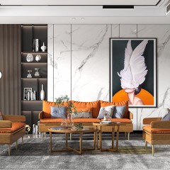 千匠一品首推优质意式极简白蜡木+高回弹海绵+环保油漆布艺沙发W702-H
