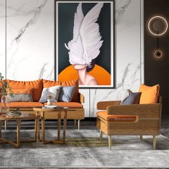 千匠一品首推优质意式极简白蜡木+高回弹海绵+环保油漆布艺沙发W702-H