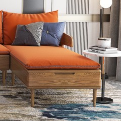 千匠一品优质意式极简白蜡木+高回弹海绵+环保油漆布艺转角沙发W702-H