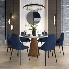 千匠一品优质意式极简白蜡木+超纤皮+环保油漆餐椅P702-H