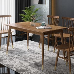 千匠一品北欧风格优质白蜡木框架+环保油漆+铜脚套1.4/1.6m餐桌T801-Z