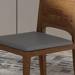 千匠一品优质意式极简白蜡木+超纤皮+环保油漆餐椅P706-H
